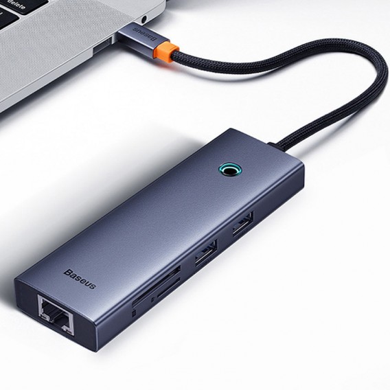 Перехідник Baseus Hub UltraJoy 7-Port (Type-C to HDMI4K@60Hz+USB3.0*2+PD+SD/TF3.0+3.5mm) (B0005280), Slate Grey