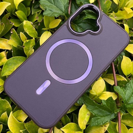 Кожаный чехол SnapCase with MagSafe для Apple iPhone 14 Pro (6.1") Dark Purple - изображение 3