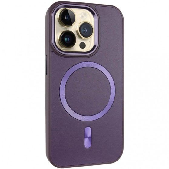 Кожаный чехол SnapCase with MagSafe для Apple iPhone 14 Pro Max (6.7") Dark Purple