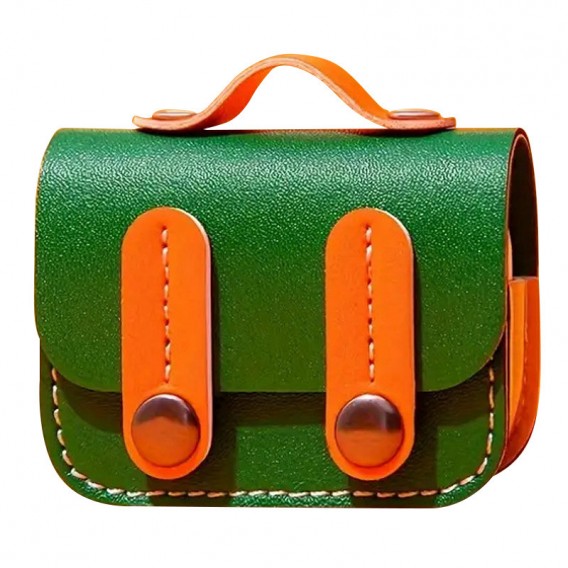 Кожаный футляр Briefcase для наушников AirPods Pro, Green / Orange