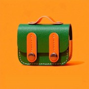 Кожаный футляр Briefcase для наушников AirPods Pro, Green / Orange
