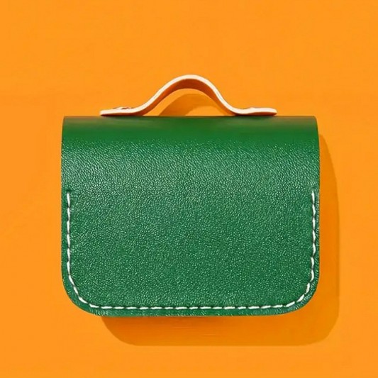Кожаный футляр Briefcase для наушников AirPods Pro Green / Orange - изображение 2