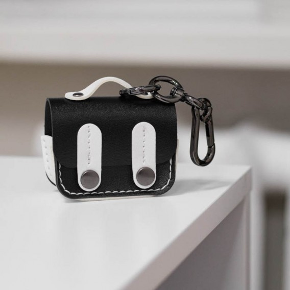 Кожаный футляр Briefcase для наушников AirPods Pro, Black / White