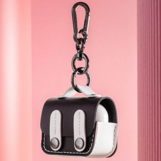 Кожаный футляр Briefcase для наушников AirPods Pro, Black / White