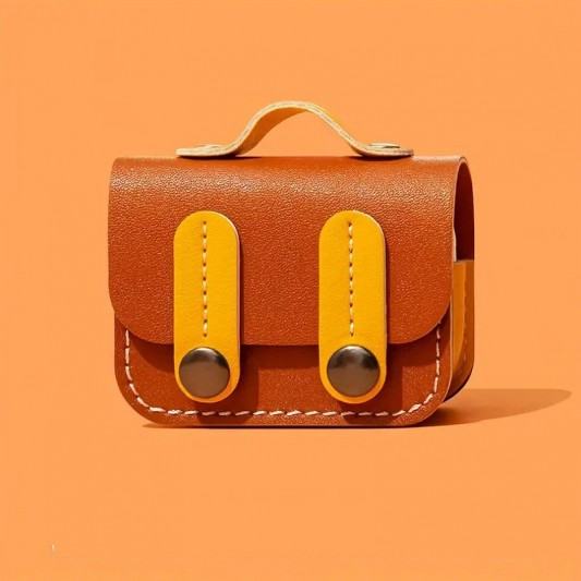 Шкіряний футляр Briefcase для навушників AirPods 3 Brown / Yellow - зображення 1 