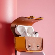 Шкіряний футляр Briefcase для навушників AirPods 3, Brown / Yellow