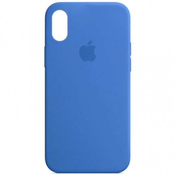 Чехол Silicone Case Full Protective (AA) для Apple iPhone X / XS (5.8") Синий / Capri Blue