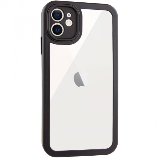 TPU чехол Transparent + Colour 1,5mm для Apple iPhone 12 (6.1") Black - изображение 1