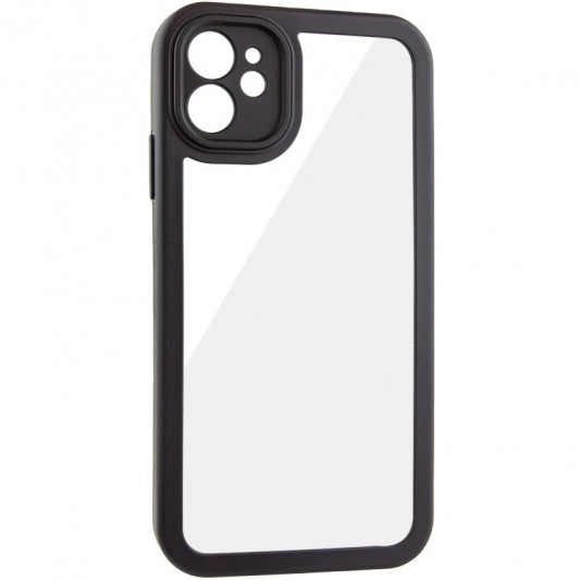 TPU чехол Transparent + Colour 1,5mm для Apple iPhone 12 (6.1") Black - изображение 2