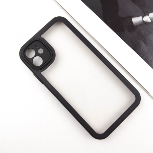 TPU чехол Transparent + Colour 1,5mm для Apple iPhone 12 (6.1") Black - изображение 3