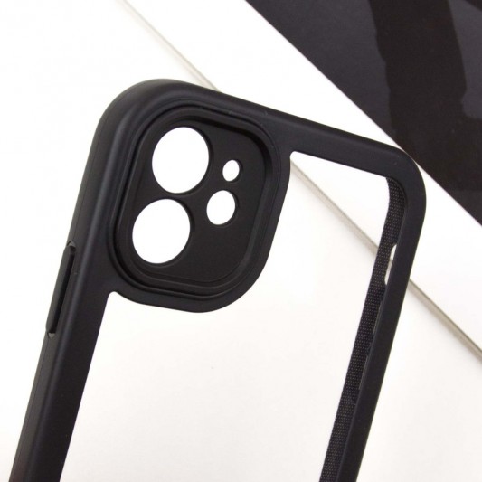 TPU чехол Transparent + Colour 1,5mm для Apple iPhone 12 (6.1") Black - изображение 4
