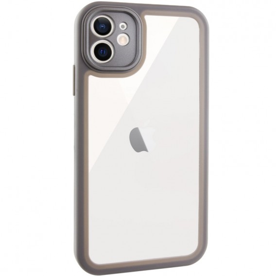 TPU чохол Transparent + Colour 1,5mm для Apple iPhone 12 (6.1"), Grey