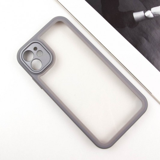 TPU чохол Transparent + Colour 1,5mm для Apple iPhone 12 (6.1") Grey - зображення 3 