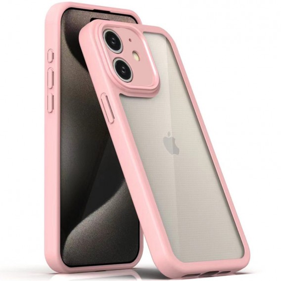 TPU чехол Transparent + Colour 1,5mm для Apple iPhone 12 (6.1"), Pink