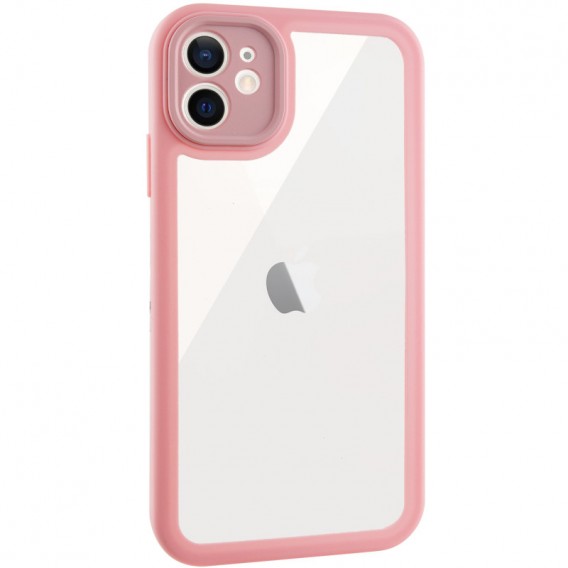TPU чехол Transparent + Colour 1,5mm для Apple iPhone 12 (6.1"), Pink