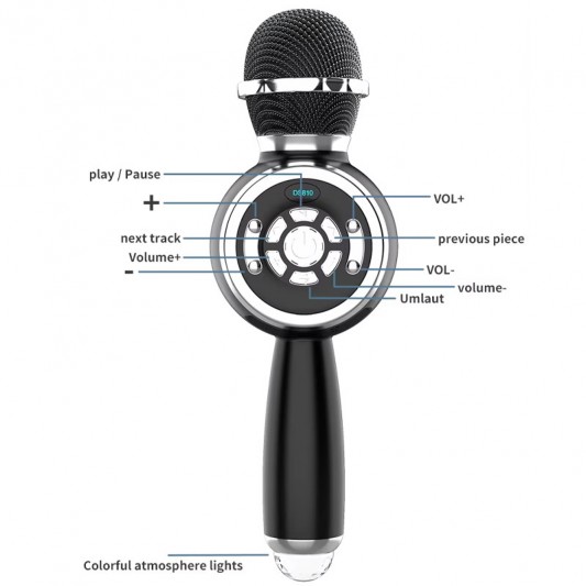 Караоке Мікрофон-колонка DS810, Black - зображення 2 