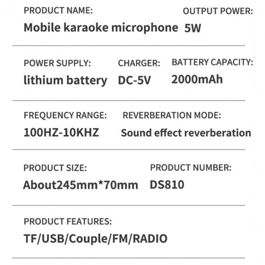 Караоке Мікрофон-колонка DS810, Black - зображення 4 