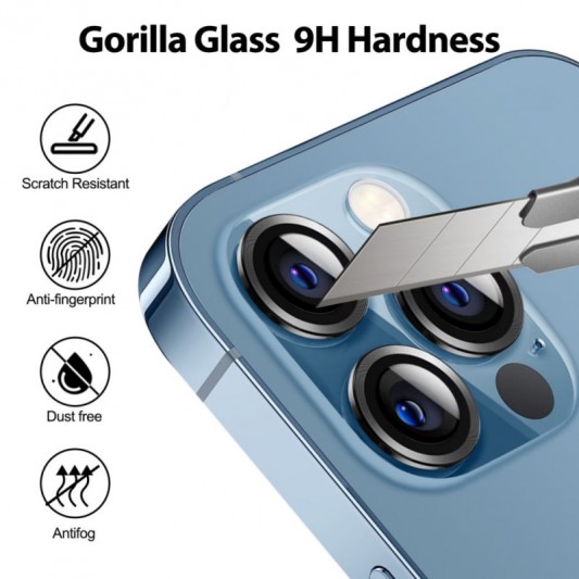 Защитное стекло Metal Classic на камеру (в упак.) для Apple iPhone 16 Pro (6.3") / 16 Pro Max (6.9") Черный / Black - изображение 3