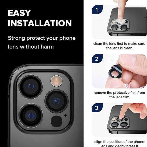 Защитное стекло Metal Classic на камеру (в упак.) для Apple iPhone 16 Pro (6.3") / 16 Pro Max (6.9"), Черный / Black