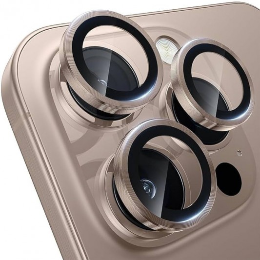 Захисне скло Metal Classic на камеру (у упак.) для Apple iPhone 16 Pro (6.3") / 16 Pro Max (6.9") Золотий / Desert Gold - зображення 1 
