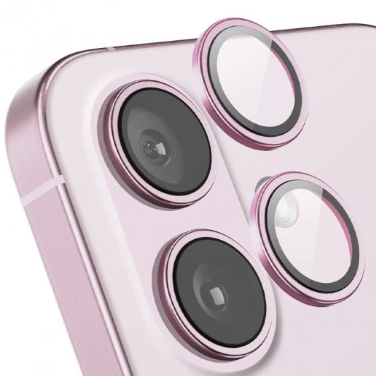 Защитное стекло Metal Classic на камеру (в упак.) для Apple iPhone 16 (6.1") / 16 Plus (6.7") Розовый / Pink - изображение 2