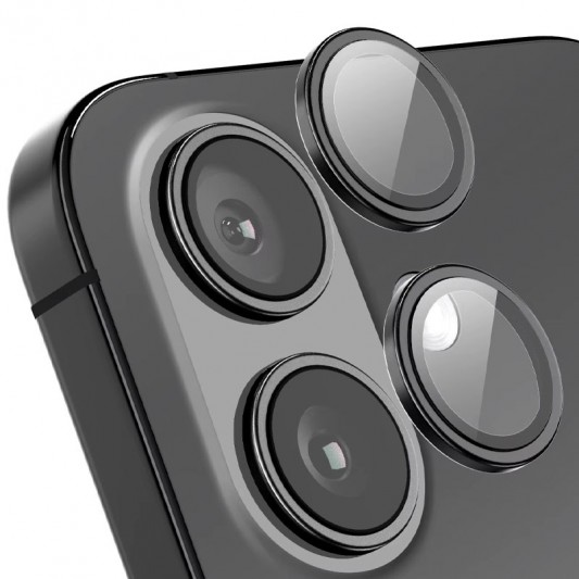 Защитное стекло Metal Classic на камеру (в упак.) для Apple iPhone 16 (6.1") / 16 Plus (6.7") Черный / Black - изображение 3