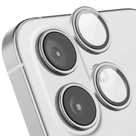 Защитное стекло Metal Classic на камеру (в упак.) для Apple iPhone 16 (6.1") / 16 Plus (6.7") Серебряный / Silver - изображение 1