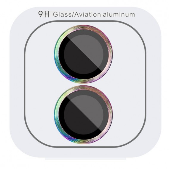 Захисне скло Metal Classic на камеру (у упак.) для Apple iPhone 16 (6.1") / 16 Plus (6.7") Бузковий / Rainbow