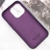 Кожаный чехол Leather Case (AAA) with MagSafe and Animation для Apple iPhone 16 Pro (6.3"), Dark Purple