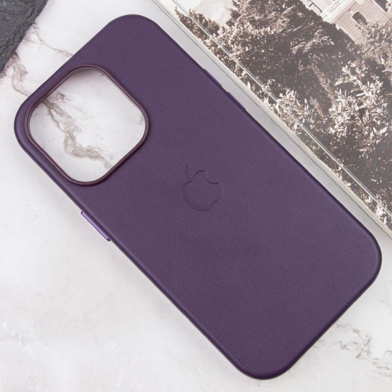 Кожаный чехол Leather Case (AAA) with MagSafe and Animation для Apple iPhone 16 Pro Max (6.9"), Dark Purple