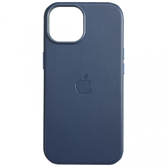 Кожаный чехол Leather Case (AAA) with MagSafe and Animation для Apple iPhone 16 Pro Max (6.9") Blue