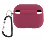 Силиконовый футляр с микрофиброй для наушников Airpods 4, Бордовый / Plum