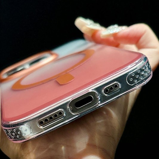 Чехол TPU+PC Shadow with MagSafe для Apple iPhone 16 Pro (6.3") Rose Gold - изображение 2