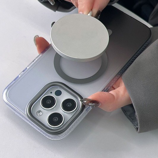 Чохол TPU+PC Shadow with MagSafe для Apple iPhone 14 Pro (6.1") Gray - зображення 4 