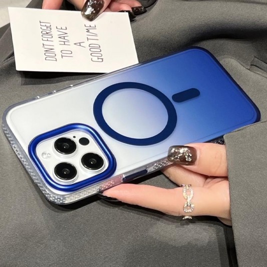 Чехол TPU+PC Shadow with MagSafe для Apple iPhone 14 Pro Max (6.7") Blue - изображение 3