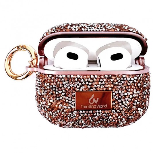 TPU чехол Bling World Rock Diamond для наушников AirPods 4, Розовый - изображение 1