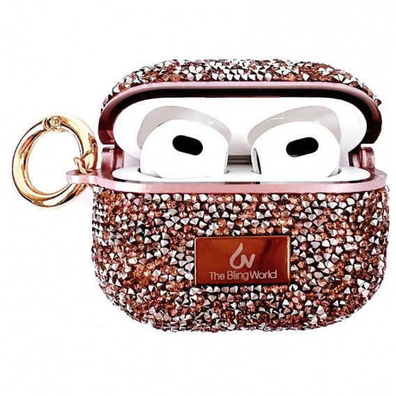 TPU чохол Bling World Rock Diamond для навушників AirPods 4, Рожевий