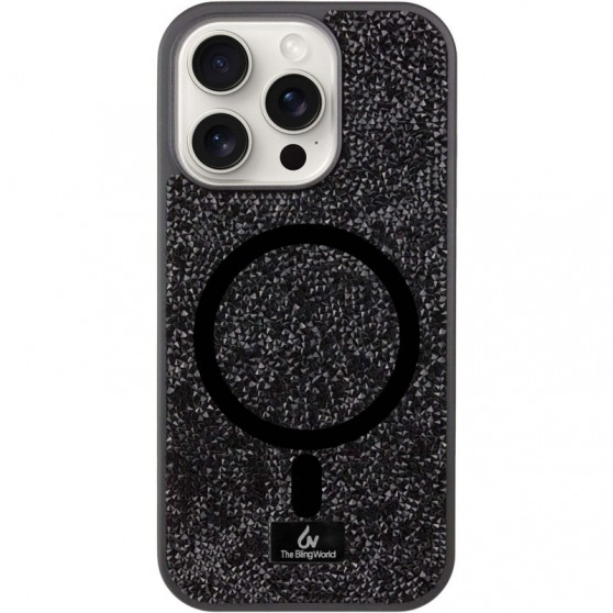 TPU чохол Bling World Rock Diamond with MagSafe для Apple iPhone 16 Pro (6.3") Black
