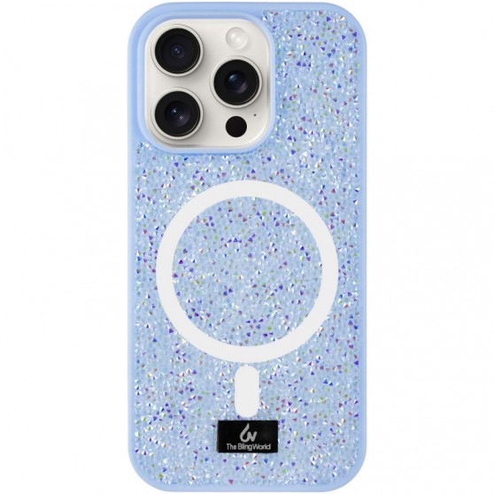 TPU чехол Bling World Rock Diamond with MagSafe для Apple iPhone 16 Pro (6.3"), Light blue