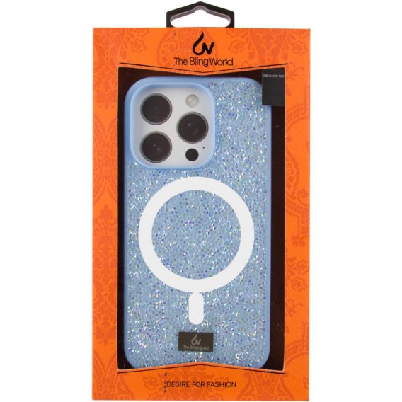 TPU чехол Bling World Rock Diamond with MagSafe для Apple iPhone 16 Pro (6.3"), Light blue