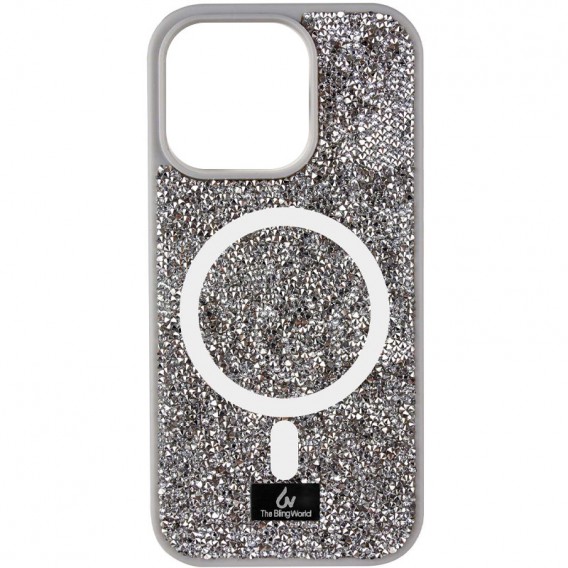 TPU чохол Bling World Rock Diamond with MagSafe для Apple iPhone 16 (6.1"), Grey