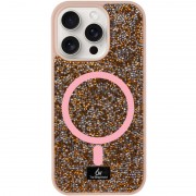 TPU чехол Bling World Rock Diamond with MagSafe для Apple iPhone 15 Pro Max (6.7") Rose Gold