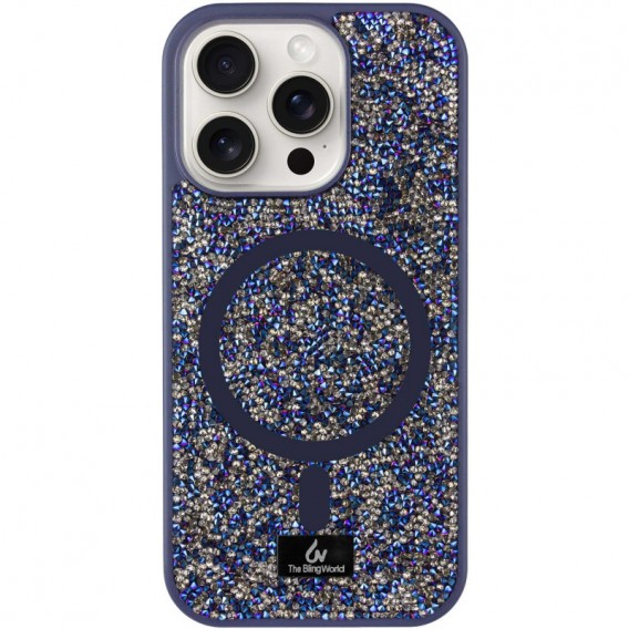 TPU чехол Bling World Rock Diamond with MagSafe для Apple iPhone 15 Pro (6.1"), Navy Blue