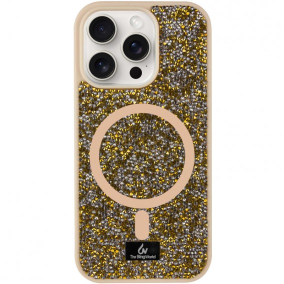 TPU чехол Bling World Rock Diamond with MagSafe для Apple iPhone 15 Pro (6.1"), Gold