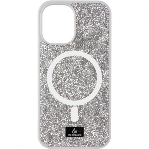 TPU чохол Bling World Rock Diamond with MagSafe для Apple iPhone 15 (6.1"), Silver