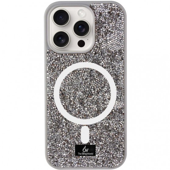 TPU чохол Bling World Rock Diamond with MagSafe для Apple iPhone 14 Pro Max (6.7") Grey