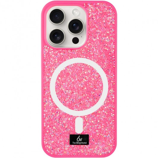 TPU чехол Bling World Rock Diamond with MagSafe для Apple iPhone 14 Pro (6.1") Rose