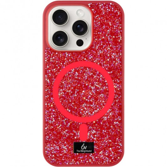 TPU чехол Bling World Rock Diamond with MagSafe для Apple iPhone 14 Pro (6.1") Red