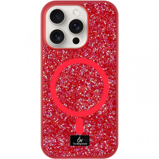 TPU чохол Bling World Rock Diamond with MagSafe для Apple iPhone 14 Pro (6.1") Red