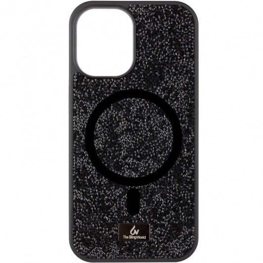 TPU чехол Bling World Rock Diamond with MagSafe для Apple iPhone 14 (6.1") Black